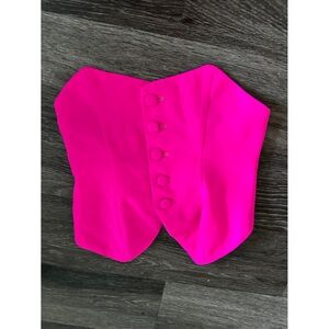 Hot Pink Button Up Strapless Top